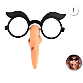 Gafas de Bruja con Nariz Larga y Cejas Negras