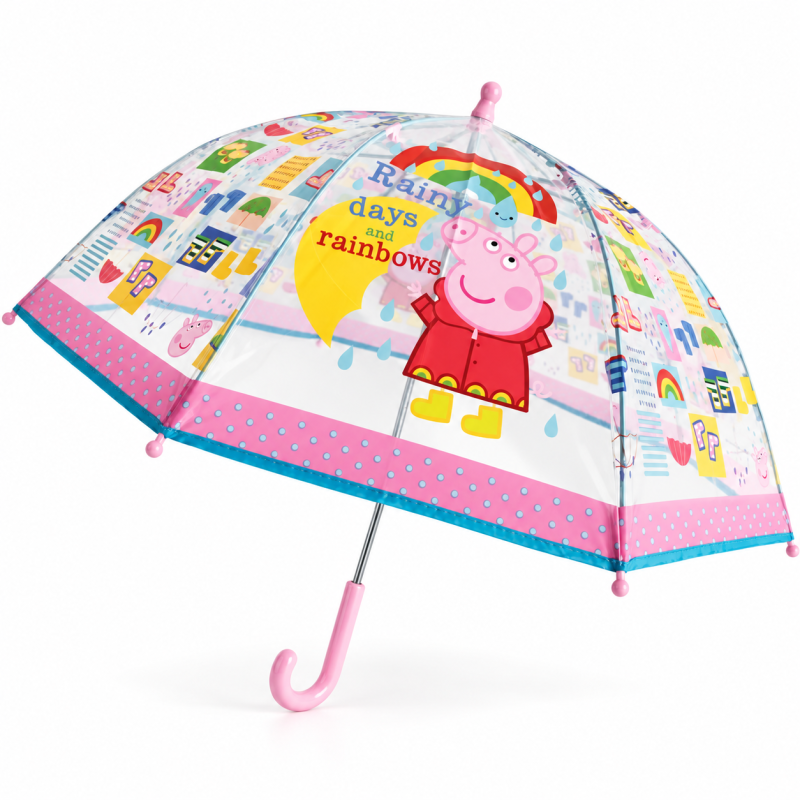 Paraguas Transparente Manual Peppa Pig 45 Cm De New Import
