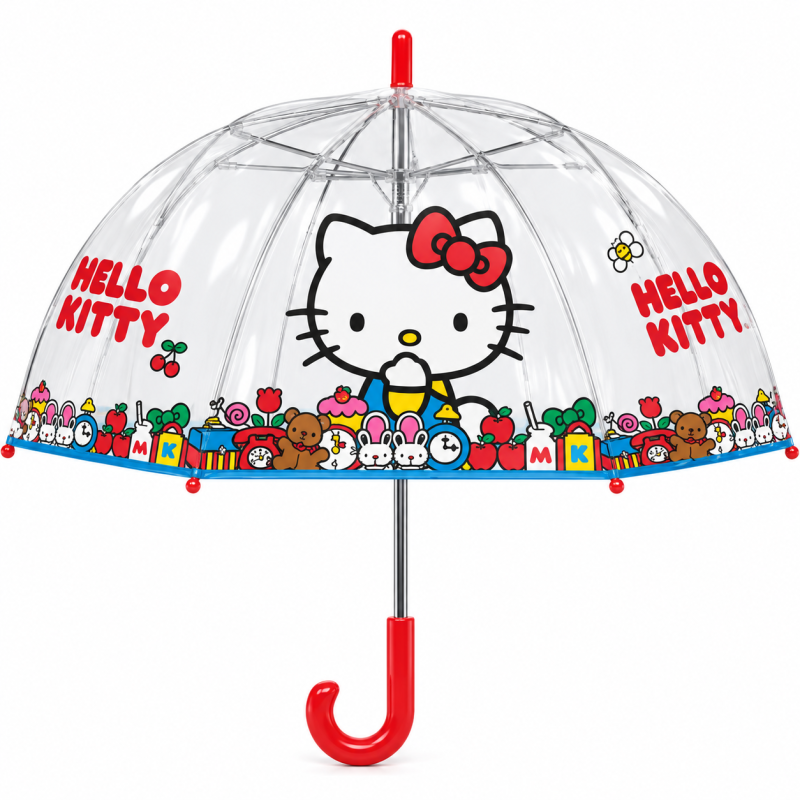 Paraguas Transparente Manual Hello Kitty 45 Cm De New Import