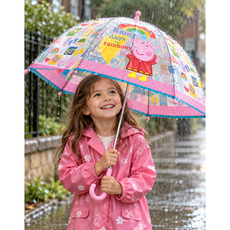 Paraguas Transparente Manual Peppa Pig 45 Cm