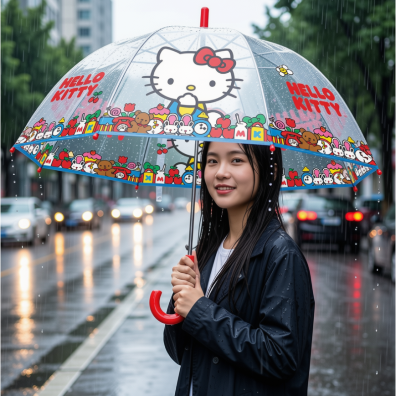 Paraguas Transparente Manual Hello Kitty 45 Cm