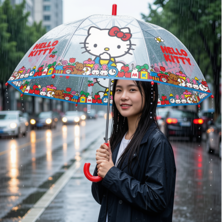 Paraguas Transparente Manual Hello Kitty 45 Cm