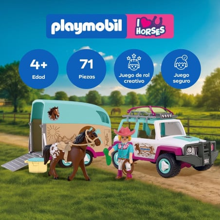 Playmobil Horses Of Waterfall Todoterreno Con Remolque Para Caballo 72129
