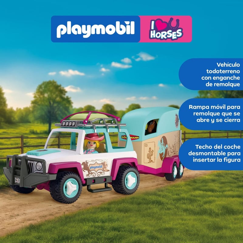 Playmobil Horses Of Waterfall Todoterreno Con Remolque Para Caballo 72129