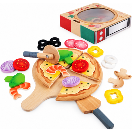 Hape Set de Pizza de Madera con Ingredientes y Accesorios