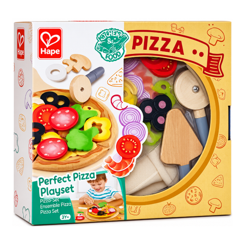 Hape Set de Pizza de Madera con Ingredientes y Accesorios