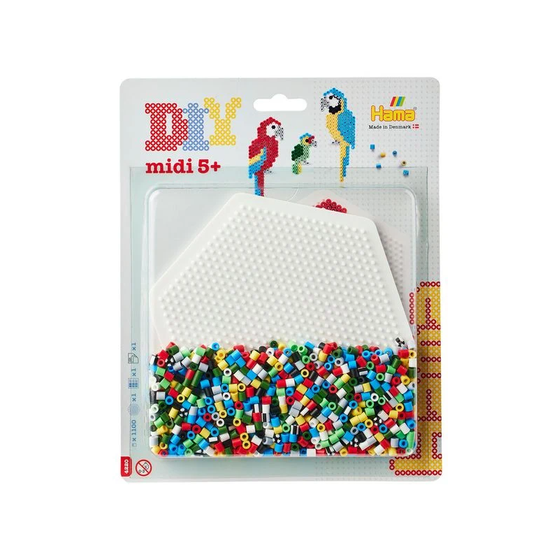Hama Beads Midi 1100 Piezas + Placa + Papel
