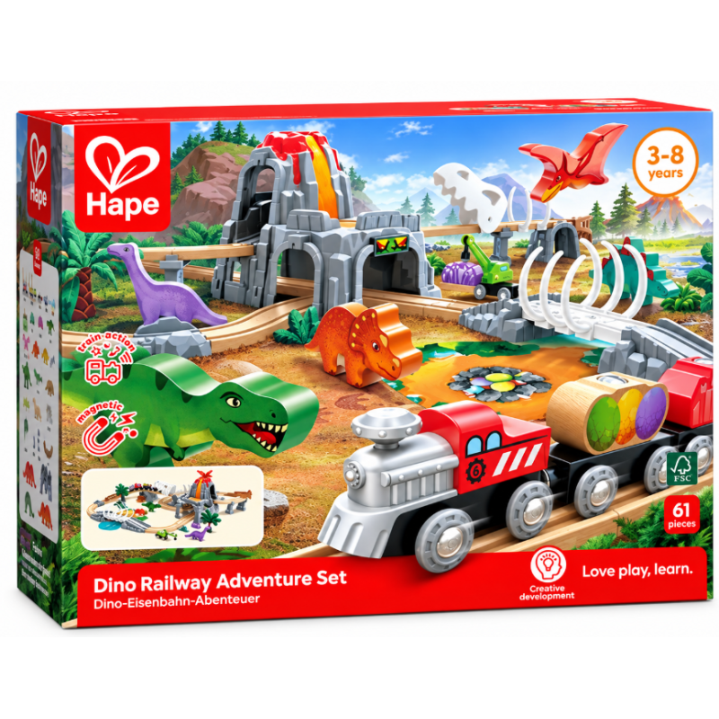 Hape Conjunto de Aventura Ferroviaria Dino - 61 Piezas