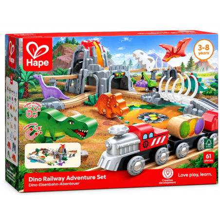 Hape Conjunto de Aventura Ferroviaria Dino - 61 Piezas