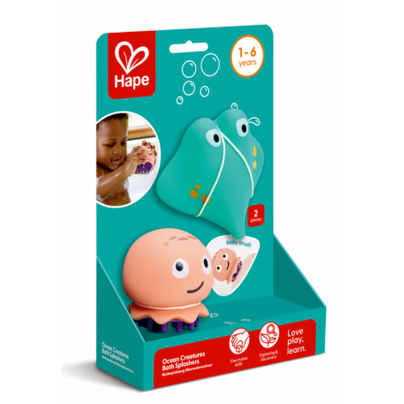 Hape Criaturas Marinas para el Baño con Cepillo y Chorros de Agua