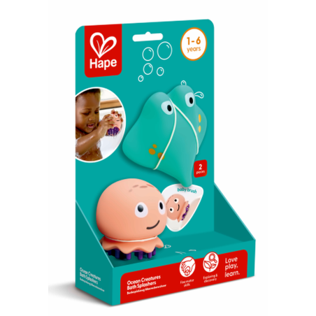 Hape Criaturas Marinas para el Baño con Cepillo y Chorros de Agua