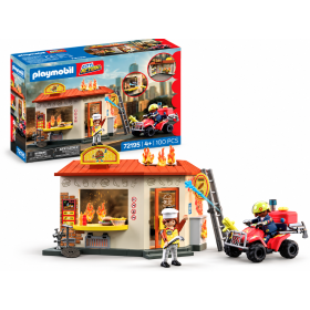 Playmobil City Action Quad De Bomberos Con Hamburguesería 72195