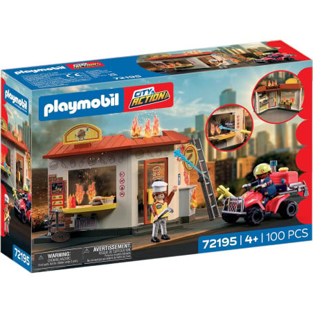 Playmobil City Action Quad De Bomberos Con Hamburguesería 72195
