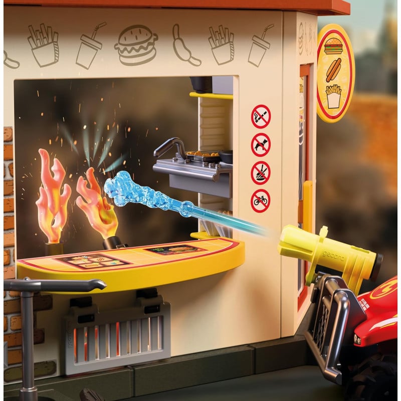 Playmobil City Action Quad De Bomberos Con Hamburguesería 72195
