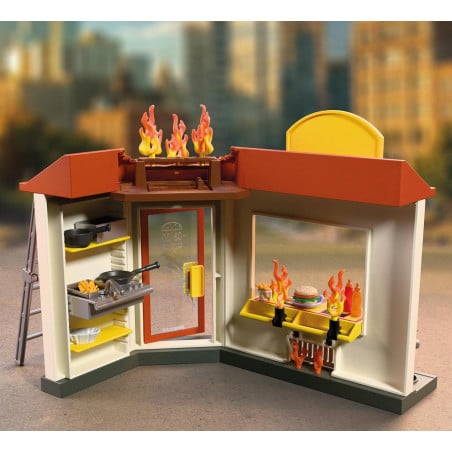 Playmobil City Action Quad De Bomberos Con Hamburguesería 72195