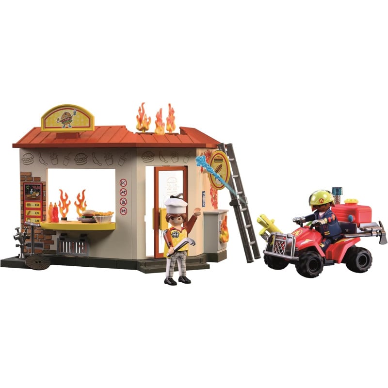 Playmobil City Action Quad De Bomberos Con Hamburguesería 72195