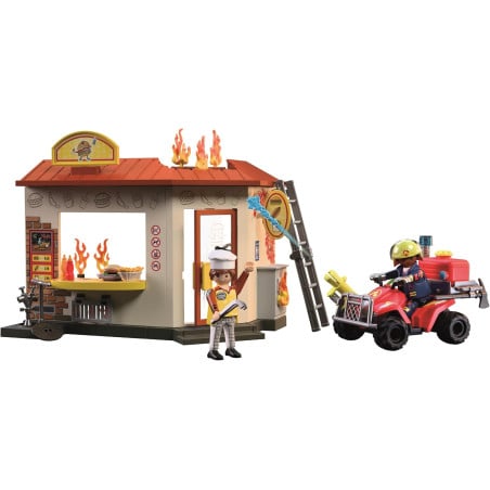 Playmobil City Action Quad De Bomberos Con Hamburguesería 72195