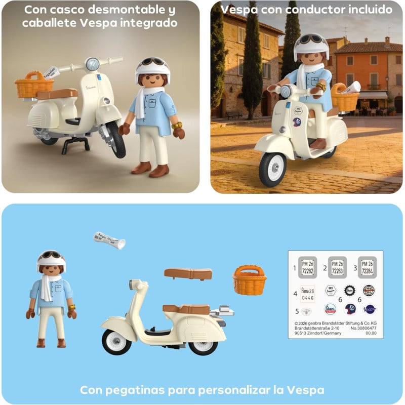Playmobil Collector Cars Vespa 80º Aniversario Estilo Clásico 72283