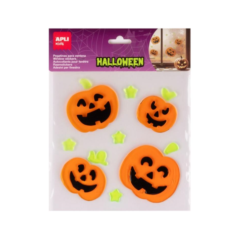 Pegatinas Gel Halloween Calabazas para Ventanas APLI Kids