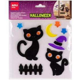 Pegatinas Gel Halloween Gatos Negros para Ventanas APLI Kids