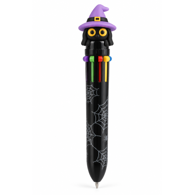 Bolígrafo Multicolor Halloween Gato Negro con Sombrero