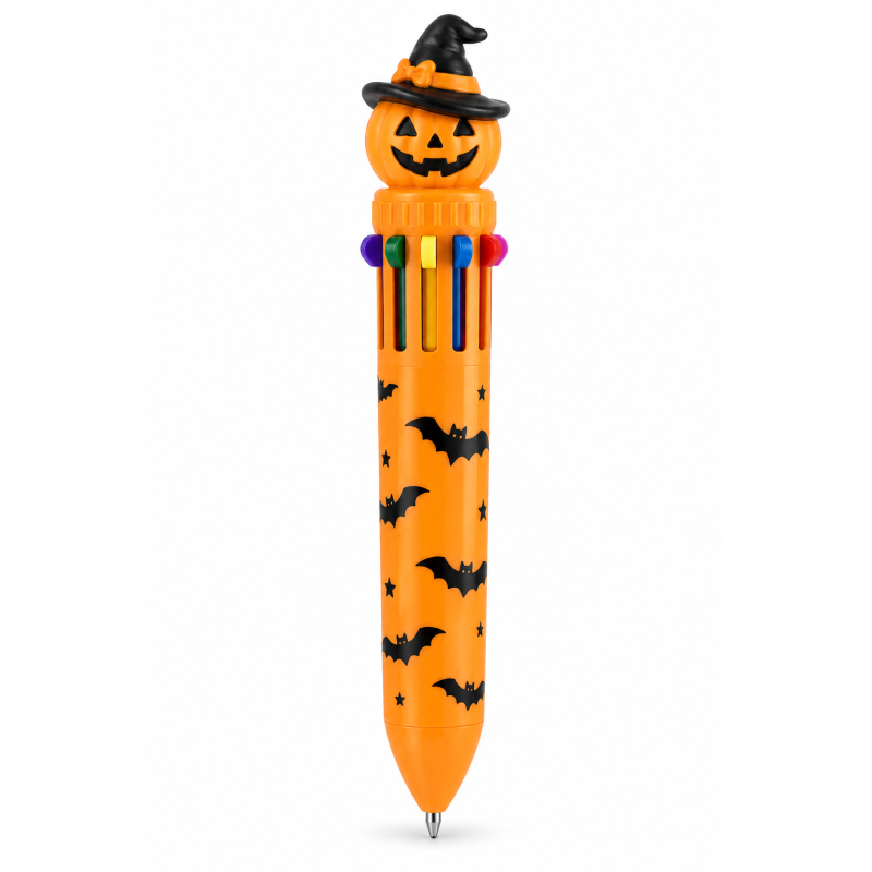 Bolígrafo Multicolor Halloween Calabaza con Sombrero
