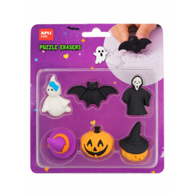 Gomas de Borrar Halloween Puzzle con Brujas y Fantasmas APLI Kids