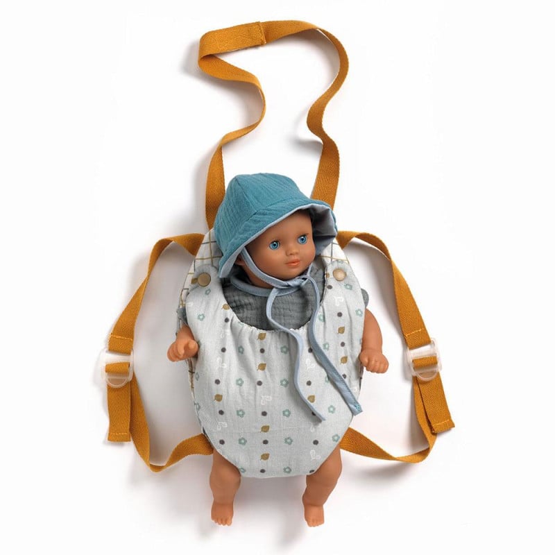 Mochila Portabebés Azul Para Muñecos 32 Cm