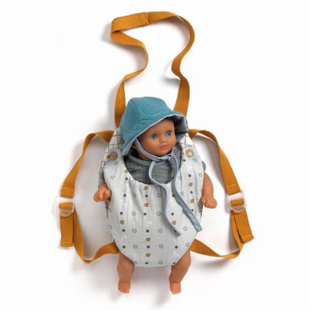Mochila Portabebés Azul Para Muñecos 32 Cm
