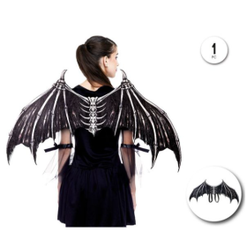 Alas de Murciélago Negro con Esqueleto para Disfraz 87 cm
