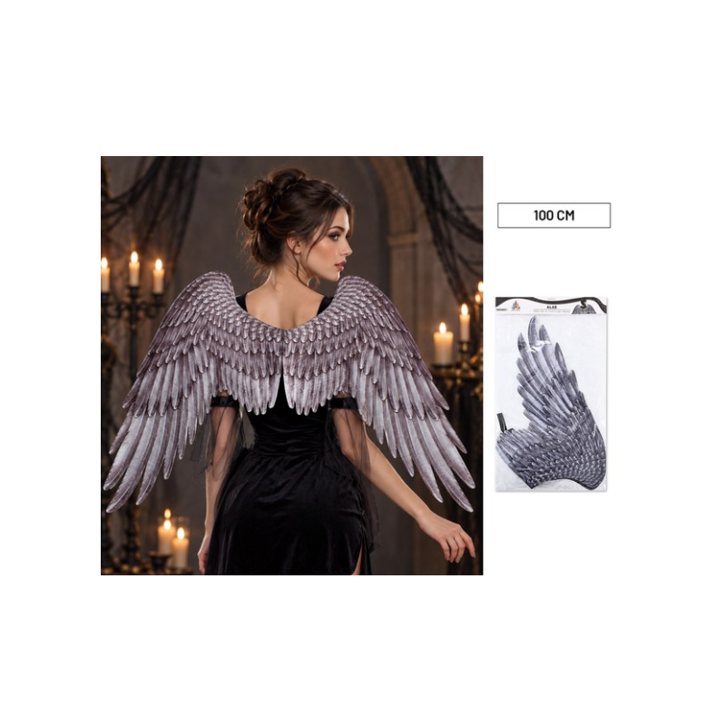 Alas de Ángel Gris Oscuro para Disfraz 100 cm