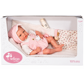 Muñeca Reborn Arias Jimena Rosa de 40 cm con Manta