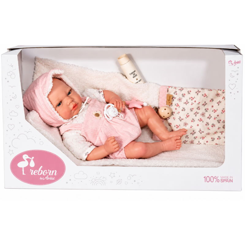 Muñeca Reborn Arias Jimena Rosa de 40 cm con Manta