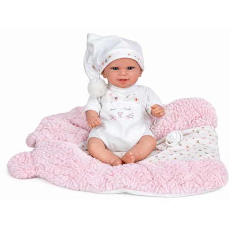Muñeca Reborn Arias Mar Rosa de 35 cm con Cojín