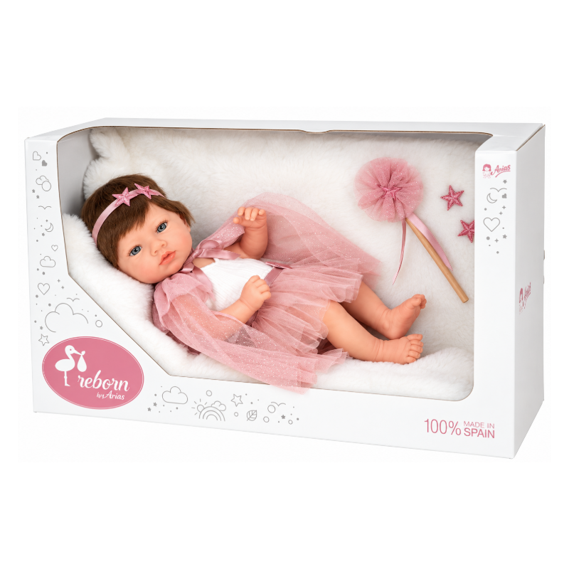Muñeca Reborn Arias Princess Rosa de 38 cm con Manta
