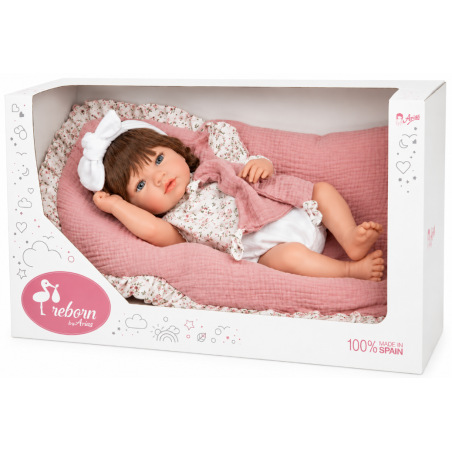 Muñeca Reborn Arias Alba Rosa de 38 cm con Manta y Doudou