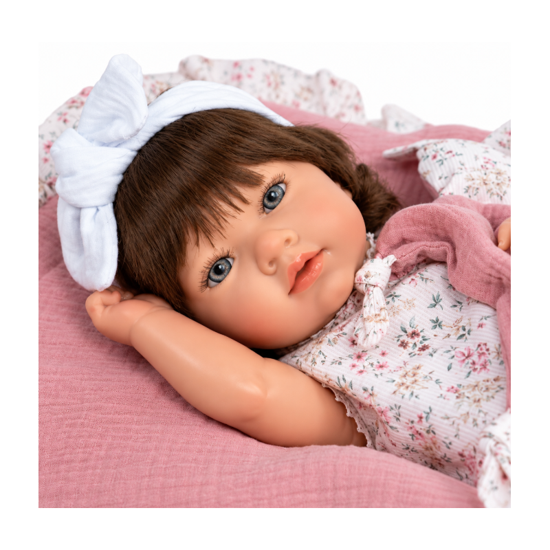 Muñeca Reborn Arias Alba Rosa de 38 cm con Manta y Doudou