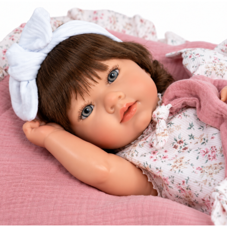 Muñeca Reborn Arias Alba Rosa de 38 cm con Manta y Doudou