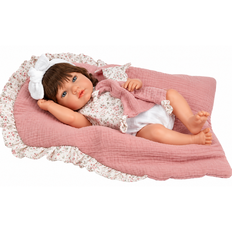 Muñeca Reborn Arias Alba Rosa de 38 cm con Manta y Doudou