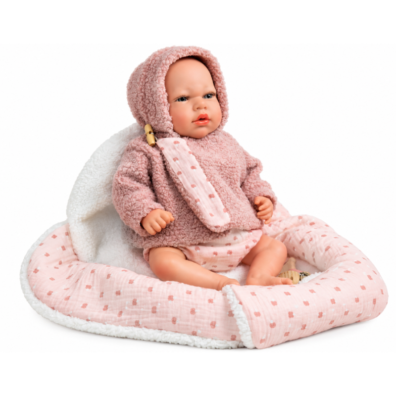 Muñeca Reborn Arias Luna Rosa de 40 cm con Manta Nido