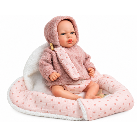 Muñeca Reborn Arias Luna Rosa de 40 cm con Manta Nido