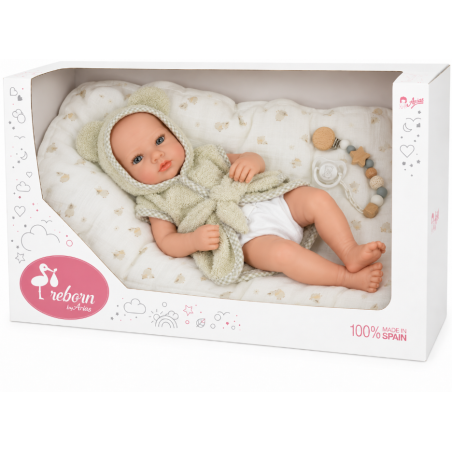 Muñeco Reborn Arias Max Beige de 38 cm con Cojín