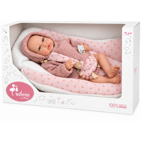 Muñeca Reborn Arias Luna Rosa de 40 cm con Manta Nido