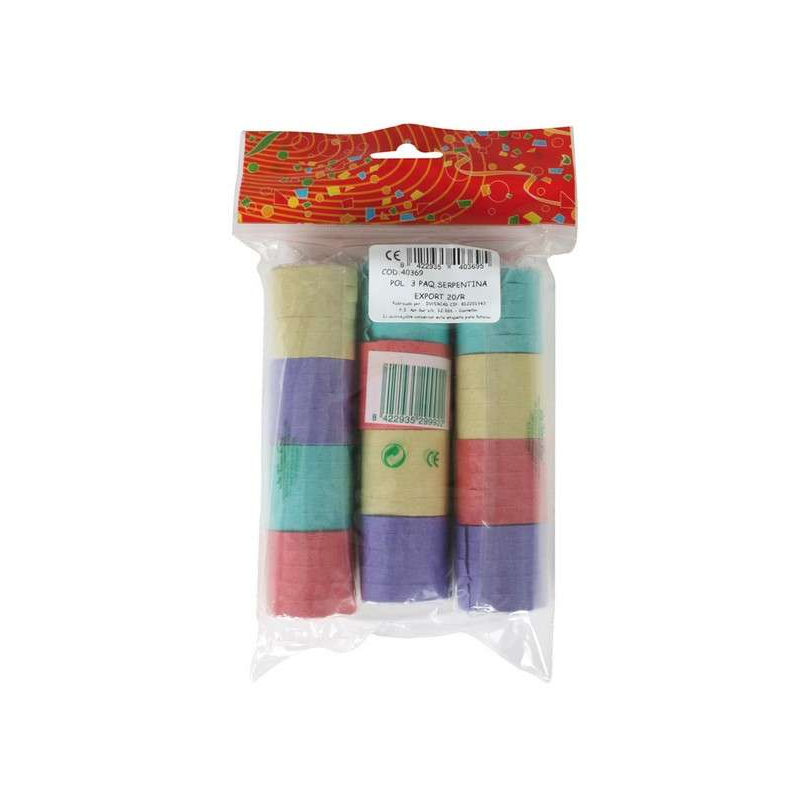 Pack de 3 Serpentinas de Papel Multicolor