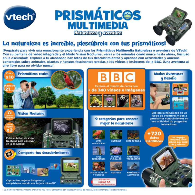 VTech Prismáticos Multimedia Naturaleza Y Aventura Camuflaje