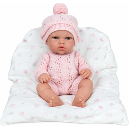 Muñeca Elegance Arias Natal Rosa de 30 cm con Cojín y Cuerpo de Vinilo