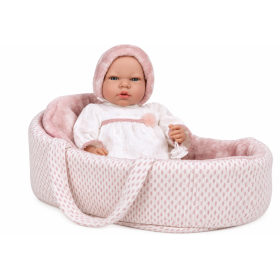 Muñeca Elegance Arias Andie Rosa de 40 cm con Capazo y Mecanismo de Llanto 2