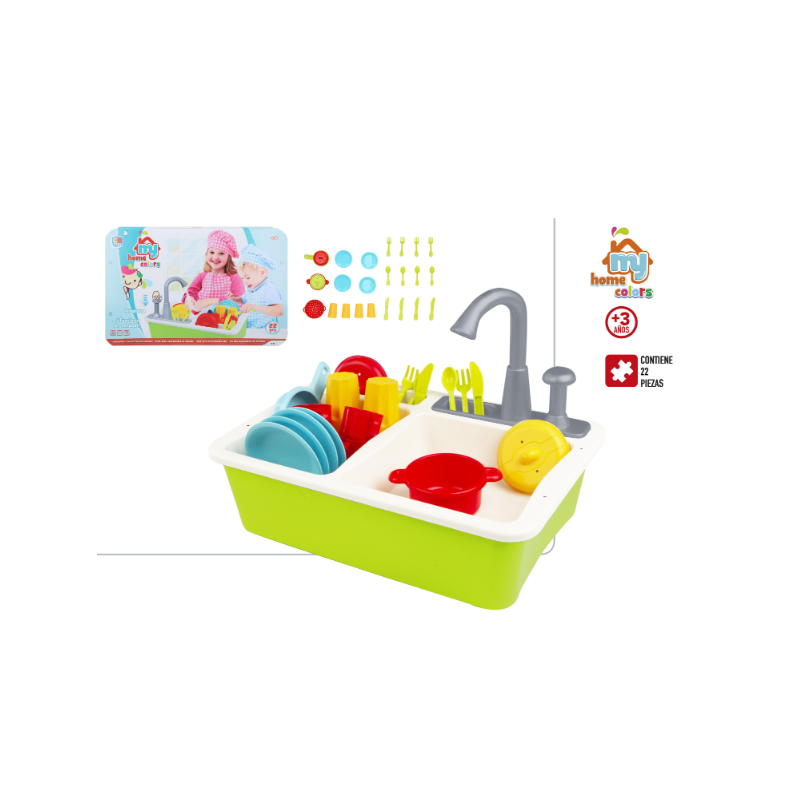 Fregadero Infantil con Accesorios de Cocina 22 Piezas