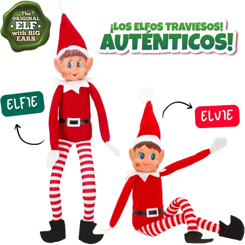 Pack 2 Elfos Traviesos Elfie y Elvie 30 Cm