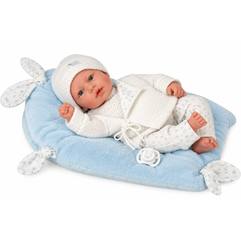 Muñeco Elegance Arias Andie Azul de 40 cm con Cojín y Ojos Durmientes